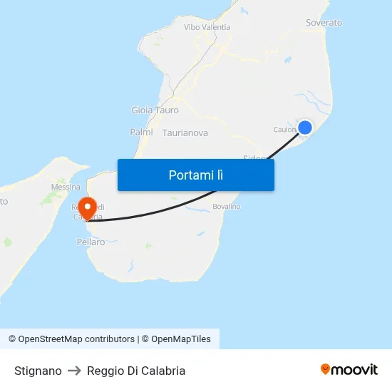 Stignano to Reggio Di Calabria map