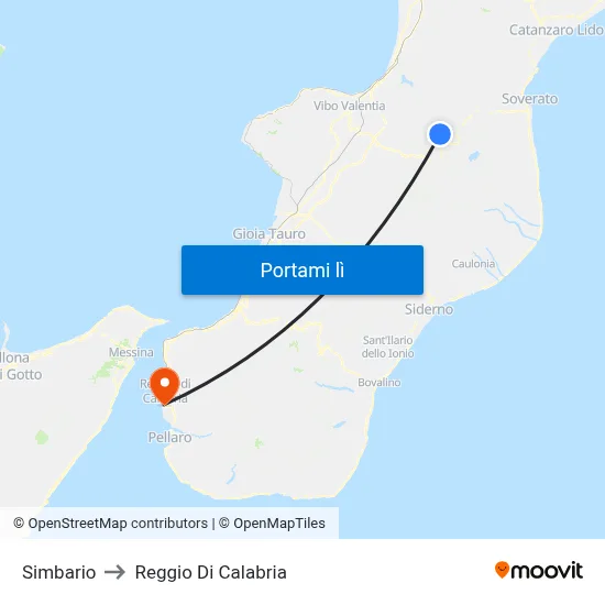 Simbario to Reggio Di Calabria map