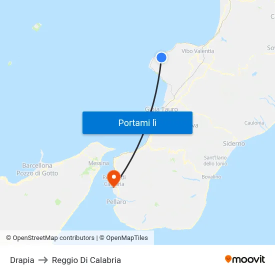 Drapia to Reggio Di Calabria map