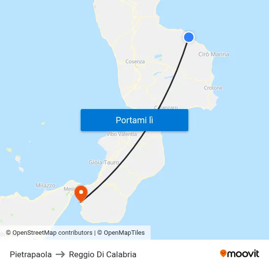 Pietrapaola to Reggio Di Calabria map
