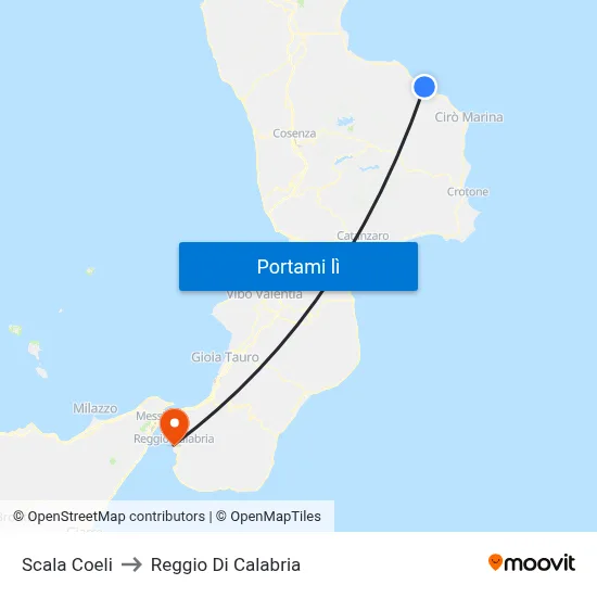 Scala Coeli to Reggio Di Calabria map