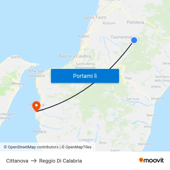 Cittanova to Reggio Di Calabria map