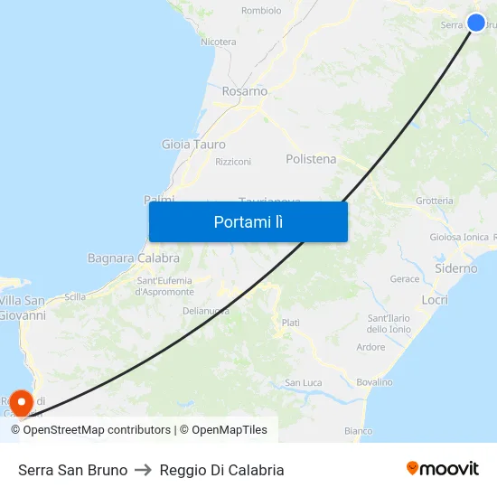 Serra San Bruno to Reggio Di Calabria map