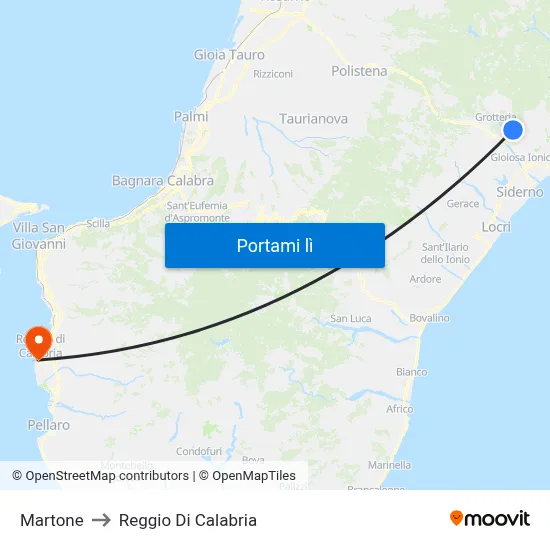 Martone to Reggio Di Calabria map