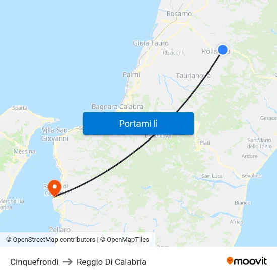 Cinquefrondi to Reggio Di Calabria map