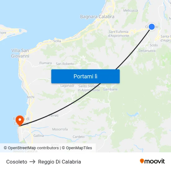 Cosoleto to Reggio Di Calabria map
