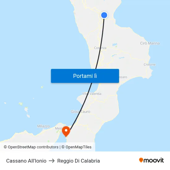Cassano All'Ionio to Reggio Di Calabria map