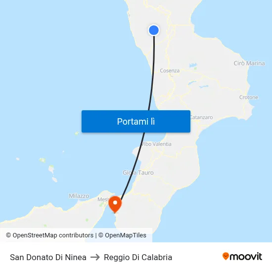 San Donato Di Ninea to Reggio Di Calabria map