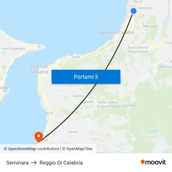Seminara to Reggio Di Calabria map