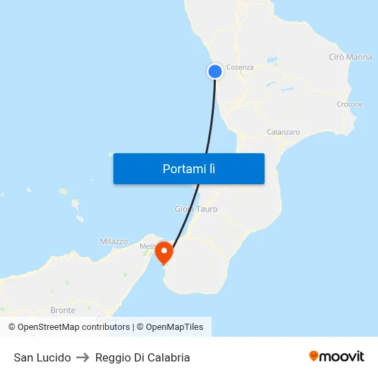 San Lucido to Reggio Di Calabria map