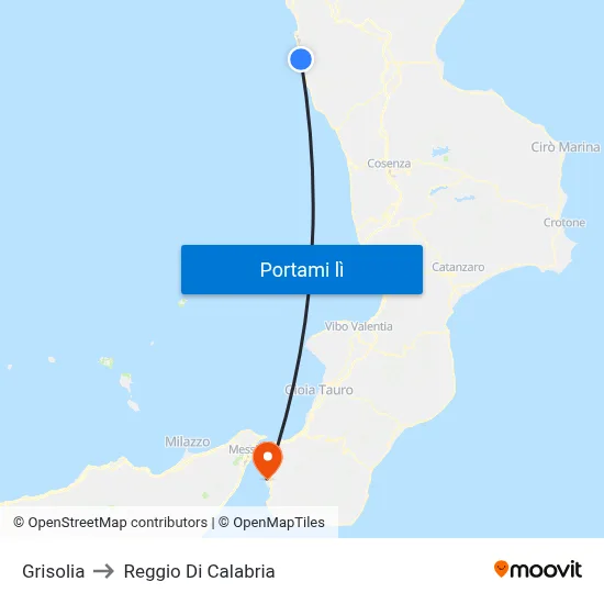 Grisolia to Reggio Di Calabria map