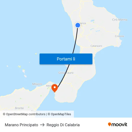 Marano Principato to Reggio Di Calabria map