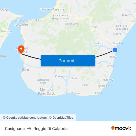 Casignana to Reggio Di Calabria map