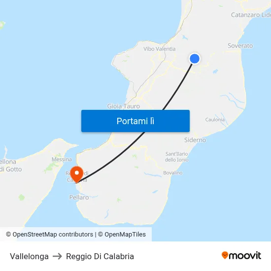 Vallelonga to Reggio Di Calabria map