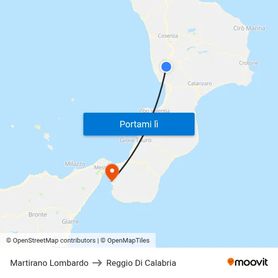 Martirano Lombardo to Reggio Di Calabria map