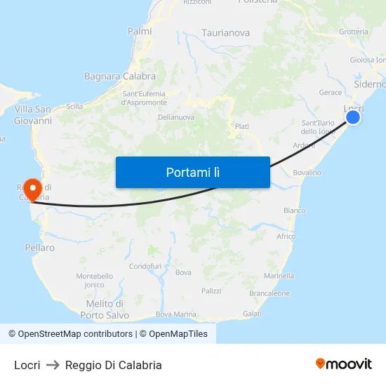 Locri to Reggio Di Calabria map