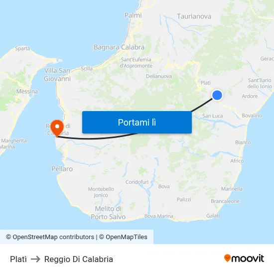 Platì to Reggio Di Calabria map