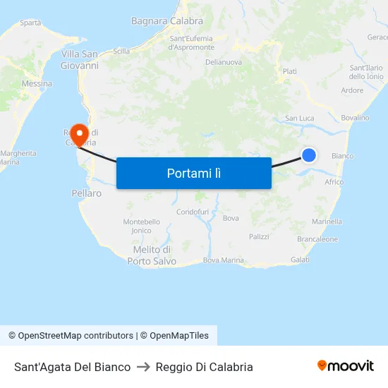 Sant'Agata Del Bianco to Reggio Di Calabria map