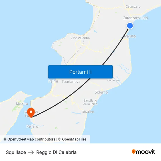 Squillace to Reggio Di Calabria map