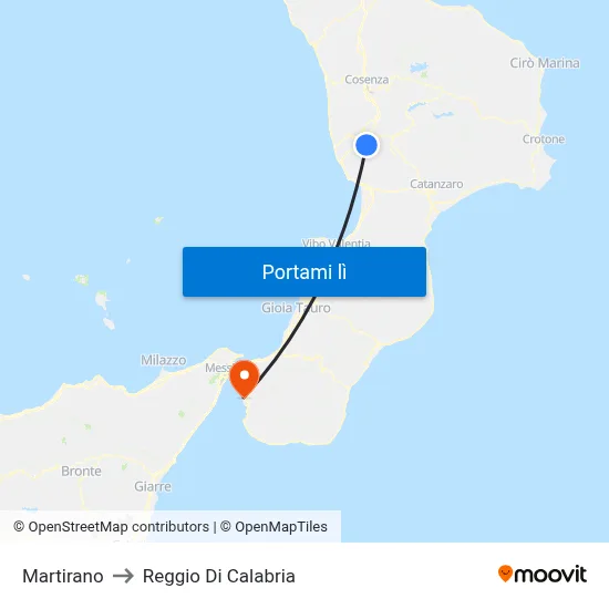 Martirano to Reggio Di Calabria map