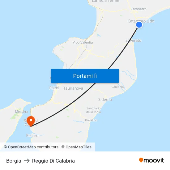 Borgia to Reggio Di Calabria map