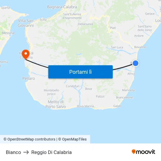 Bianco to Reggio Di Calabria map