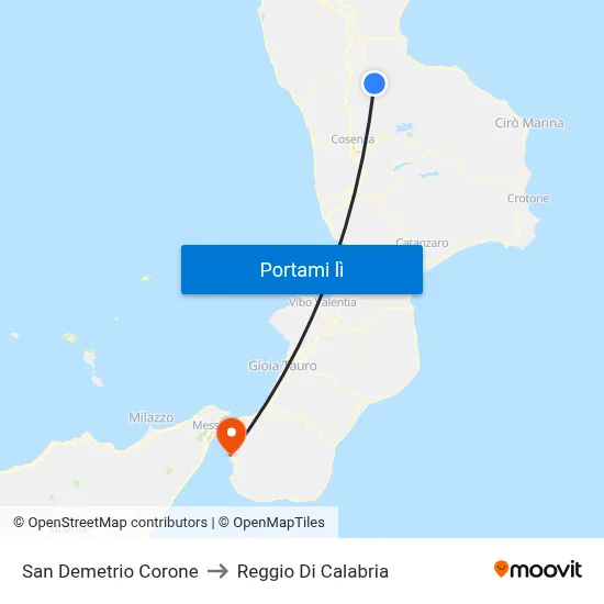 San Demetrio Corone to Reggio Di Calabria map