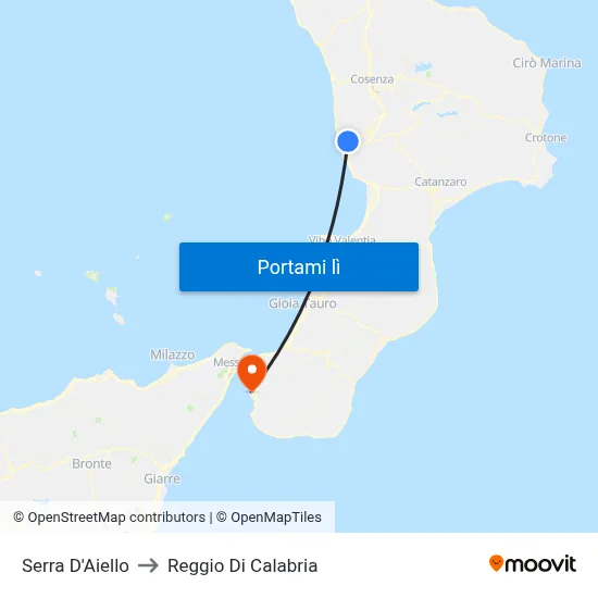 Serra D'Aiello to Reggio Di Calabria map