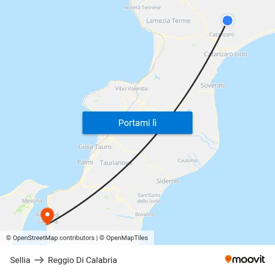 Sellia to Reggio Di Calabria map