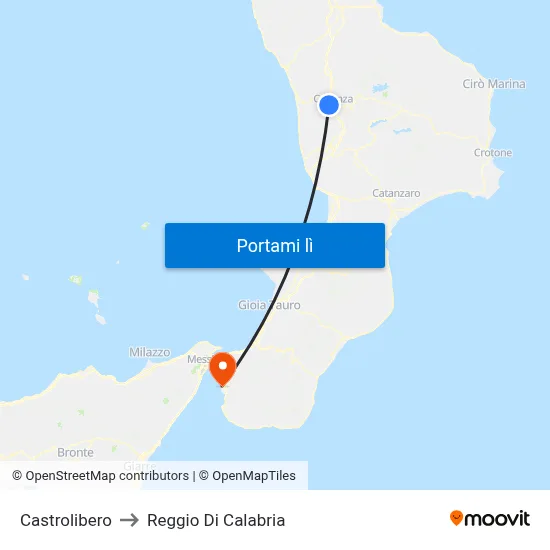 Castrolibero to Reggio Di Calabria map