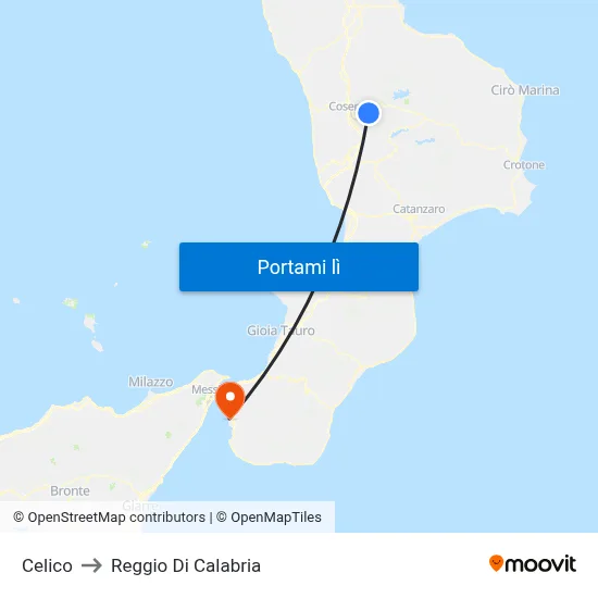 Celico to Reggio Di Calabria map