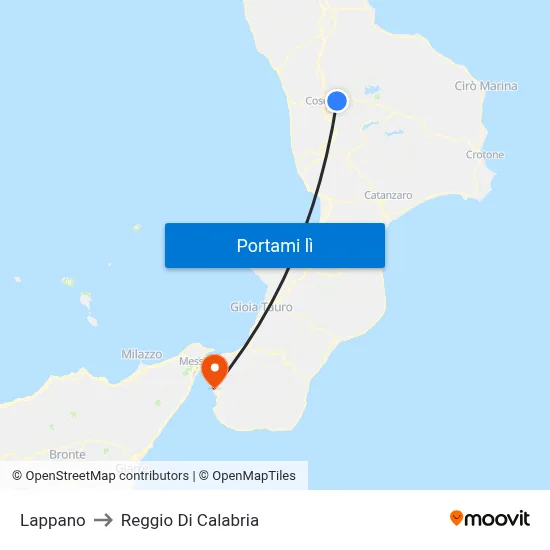 Lappano to Reggio Di Calabria map
