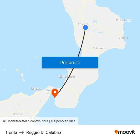 Trenta to Reggio Di Calabria map