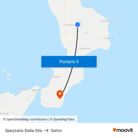 Spezzano Della Sila to Samo map