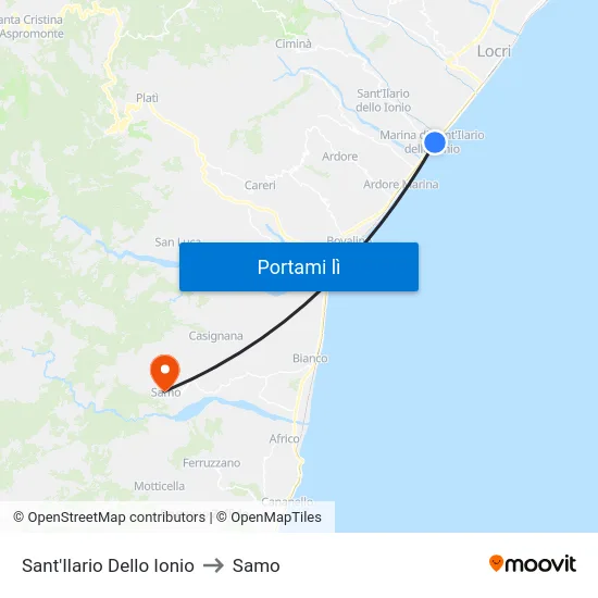 Sant'Ilario Dello Ionio to Samo map