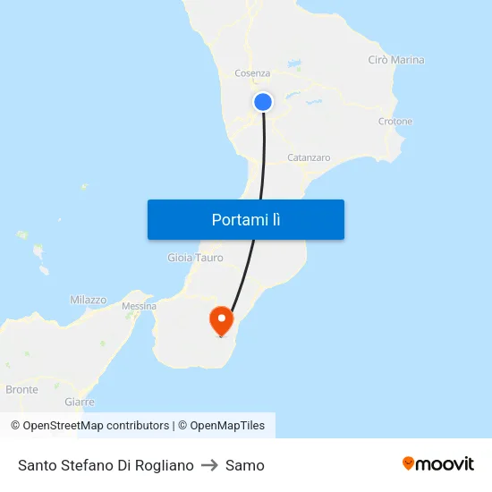 Santo Stefano Di Rogliano to Samo map