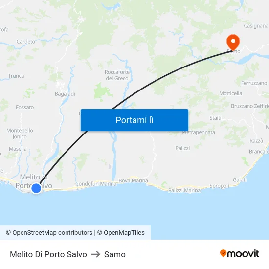 Melito Di Porto Salvo to Samo map