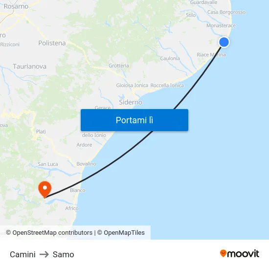 Camini to Samo map