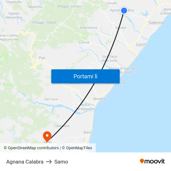 Agnana Calabra to Samo map