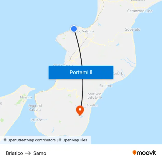 Briatico to Samo map