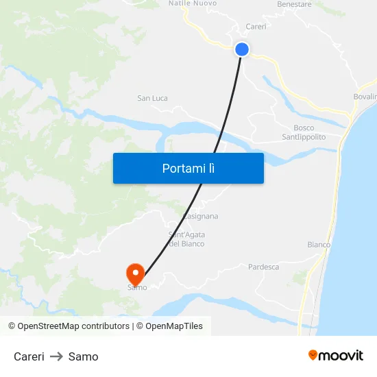 Careri to Samo map