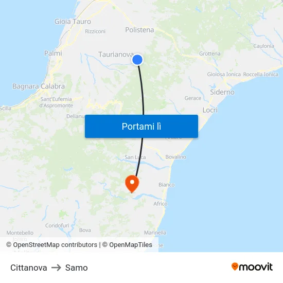 Cittanova to Samo map