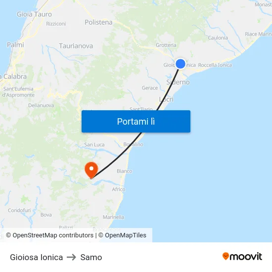 Gioiosa Ionica to Samo map