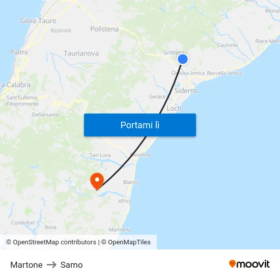 Martone to Samo map