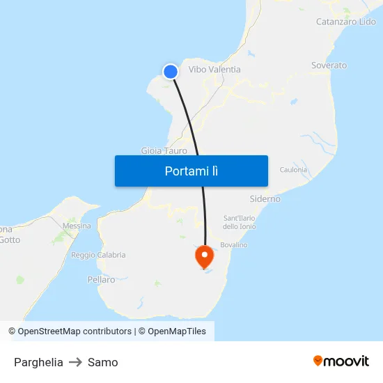 Parghelia to Samo map