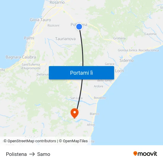 Polistena to Samo map