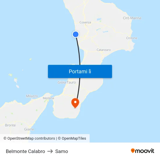 Belmonte Calabro to Samo map