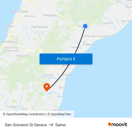 San Giovanni Di Gerace to Samo map