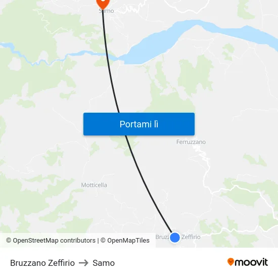 Bruzzano Zeffirio to Samo map