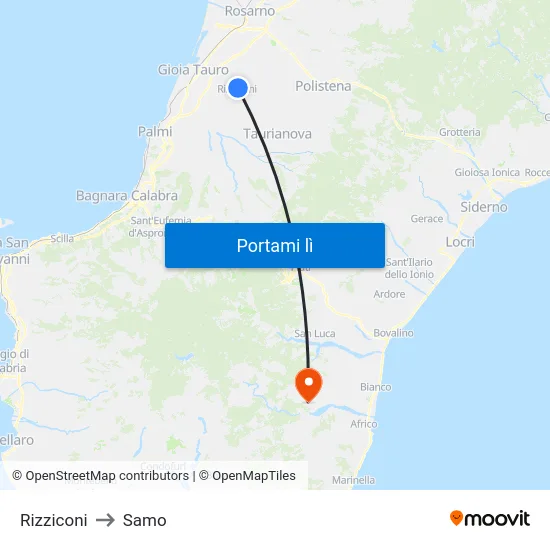 Rizziconi to Samo map